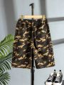 Teenage Boys' Camouflage Cargo Style Denim Shorts