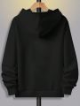 Men's Plus Size Hooded Sweatshirt With Text Print