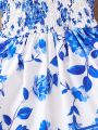 Baby Girls' Blue Porcelain Pattern Dress