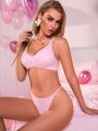 2pcs Pink Heart Shaped Seamless Underwear Set For Valentine'S Day