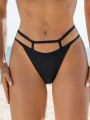 Solid Color Hollow Out Detail Swimsuit Bottom