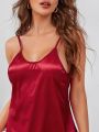 Solid Satin Strappy Night Dress