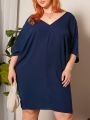 SHEIN CURVE+ Plus Size Women's Split Sleeve Dress