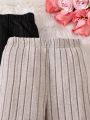 SHEIN Kids EVRYDAY Tween Girl 2pcs/Set Casual Knitted Flare Pants Outfit