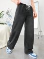 SHEIN Teen Boys' Casual Vintage Faded Distressed Oversized Wide Leg Jeans