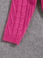 Girls' Hollow Out And Twisted Flower Detail Knit Sweater For Tween