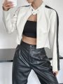 SHEIN Coolane Color-block Pu Jacket