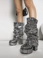 Women'S Silver Glitter Fashion Ankle Boots And Short Boots