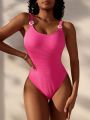 SHEIN Swim Mod Women'S Solid Color One-Piece Swimsuit