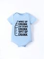 Baby Boys' Casual Basic Bodysuit With Fun Letter Pattern As Base Layer