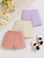 3pcs Summer Fashionable, Cute & Sweet Shorts For Baby Girls That Can Be Worn Outside