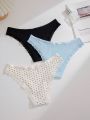 3pack Polka Dot Contrast Lace Brief