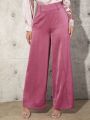 SHEIN Tall Women'S Solid Color Wide-Leg Pants