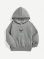 SHEIN Kids EVRYDAY Young Boy Antler & Letter Graphic Hoodie