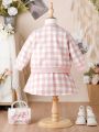 Infant Girls' Plaid Dress With Coat Set