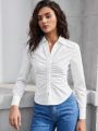 SHEIN BIZwear Solid Color Long Sleeve Shirt