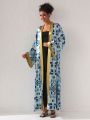 LAZYSMILE SHEIN X LAZYSMILE Womens Printed Kimono Jacket