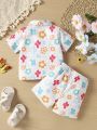 Baby Girl Fashionable Printed Shirt 2pcs/Set For Summer