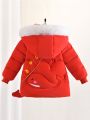Toddler Girls' Mid-long Style Thickened Winter Coat With Fleece Lining, Fashionable -padded Jacket