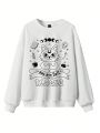 Carolina Leite Regular Round Collar Women's Cartoon Print Sweatshirt