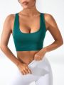 SHEIN Yoga Basic Women's Sport Bra For Running, Yoga, Fitness With Push Up, Gather And Backless Design
