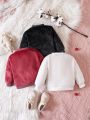 Baby Girl 3pcs Cherry Embroidery Flannel Pullover