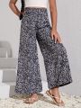 SHEIN Kids Cooltwn Girls Ditsy Floral Print Wide Leg Pants