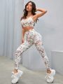 SHEIN Yoga Floral Women'S Floral Printed Fitness Sports Set