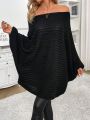 Off-Shoulder Batwing Sleeve Pullover Sweater