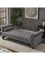 82 Inch End of Bed Bench with 2 Pillows Rolled Armed Ottoman Bench Velvet Bench Button Tufted Sofa Bench Upholstered Bench for Entryway, Living Room and Window