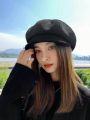 1pc Beret Hat Cloud Shape For Women, Retro & Versatile Foldable Octagonal Cap For Autumn & Winter