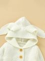 Baby Solid Button Hooded Cardigan