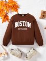 SHEIN Kids EVRYDAY Young Boy Letter Graphic Thermal Lined Sweatshirt