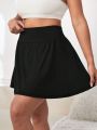 Yoga High Street Plus Size Women's Solid Color Athletic Skort