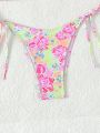 Women's Halter Neck Thin Straps Triangle Bikini Set (prints Random)