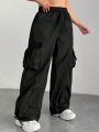 SHEIN Coolane Plus Size Women's Drawstring Waist Utility Cargo Pants