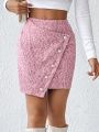 SHEIN Privé Button Front Tweed Skirt