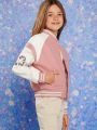 Girls' Sequined Number Embroidery Baseball Jacket