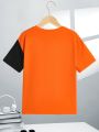 SHEIN Tween Boys' Leisure Comfortable Colorblock T-Shirt