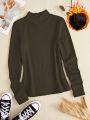 SHEIN Essnce Slim Fit Autumn And Winter Long Sleeve T-shirt With Added Fleece