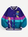 Willy Wonka and the Chocolate Factory X SHEIN Women's Character Printed Baseball Collar Jacket