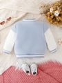 Baby Girl Letter Graphic Striped Trim Varsity Jacket Without Tee