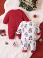 Baby Boy 2pcs Christmas Print Button Front Jumpsuit