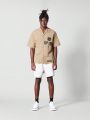 SUMWON Revere Collar Short Sleeve Shirt With Front Print