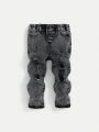 SHEIN Young Boy's Distressed Denim Jeans With Pocket