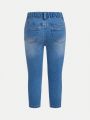 SHEIN Girls' Casual Ripped Skinny Jeans