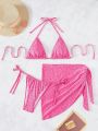 SHEIN Swim SXY Triangle Cup Halter Swimsuit Set