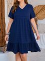 EMERY ROSE Plus Size Solid Color Ruffle Hem Dress