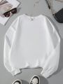 Loose Fit Drop Shoulder Sweatshirt With Text Print