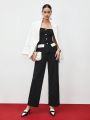 SHEIN BIZwear Women's Strapless Top & Long Pants Suit, Formal Outfit